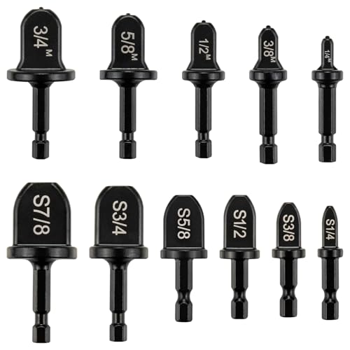 HVAC Copper Swaging Tool & Copper Flaring Tool Drill Bit Set, 11-Piece Black Soft Tube Expander, Carbon Steel, Swage & Flare for Electric Drill, Repair Kit for 1/4 3/8 1/2 5/8 3/4 7/8 Pipe