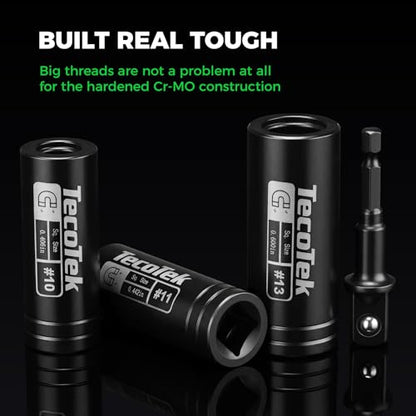 TecoTek 6PCS Magnetic Large Tap Socket Set, 1/2" Drive Square Drive Tap Handle Tool, Tap Sockets Fit 5/8", 11/16", 3/4", 7/8" and 1" Taps Manufactured to M.C.T.I. Standards - size: Large Magnetic Tap Socket