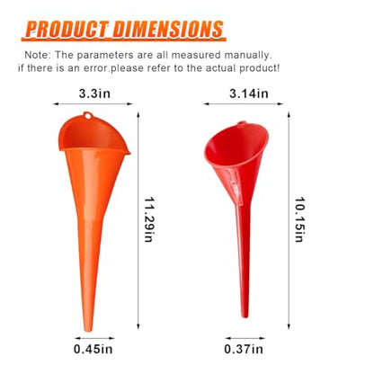 YoRise Long Neck Oil Funnel, Plastic Spill Saver Funnels for Automotive Use, Oil Change Funnel Set for Filling Lubricants Engine Oils Water Diesel Fuel Kerosene and Other Liquids (S-Red) - color: S-Red