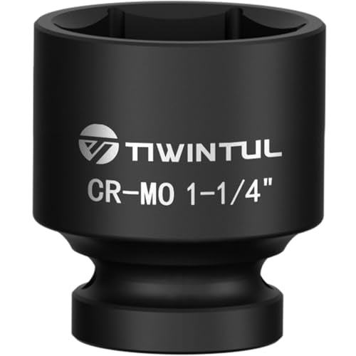 1-1/4" Shallow Impact Socket 1/2" Drive for Trucks and Trailers | 6 Point Design Impact Socket, Heat-Treated CR-MO Steel, SAE Size, Axle Nut Socket for Easy Removal of Axle Shaft Nuts - size: 1-1/4" (Standard)