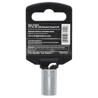 S15012 1/4" Drive SAE Socket, 3/8" Standard 6 Point - size: 3/8 INCH, style: STANDARD