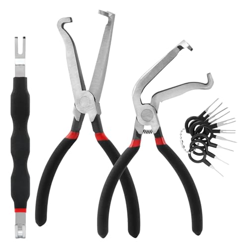 3Pcs Electrical Disconnect Pliers 37960, 37980, Fuel Line Petrol Clip Pipe Plier, Angled Wire Plug Removal Tool Set for Car Push Tab Style Plugs Separator(COLOR:black)