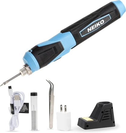 NEIKO 40421A Wireless Soldering Kit, Mini USB Rechargeable Solder Iron Pen, Rapid Heat 356-750°F (180-400°C) Electrical Soldering Kit, LED, 4V Lithium-Ion Battery, Cordless Soldering Iron Kit - style: Cordless Soldering Kit