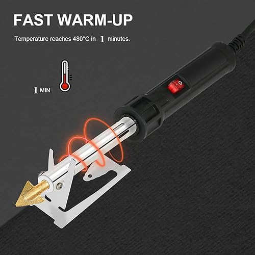 220W Plastic Welder, 1200PCS Staples 40PCS Rods Plastic Welding Kit, 5 in 1 Welding Tips Tape Sandpaper Wire Mesh Stand Metal Brush Screwdriver Plastic Welder Kit Bumper Repair Kit (Red) - color: Red