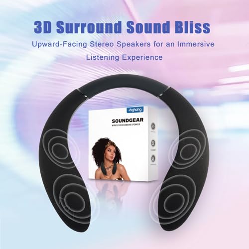 Wireless Wearable Neckband Speaker | True 3D Stereo HiFi Sound, Portable Personal Body Speakers with 24H Playtime, for Home, Office, and Outdoors