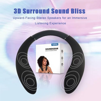 Wireless Wearable Neckband Speaker | True 3D Stereo HiFi Sound, Portable Personal Body Speakers with 24H Playtime, for Home, Office, and Outdoors