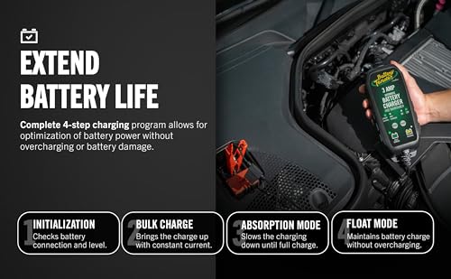 Battery Tender 3 AMP Battery Charger and Maintainer - Automotive Switchable 12V or 6V Smart Automatic for Cars SUVs and Trucks - Lead Acid, AGM, Gel, & Lithium Battery Charger - 022-0202-COS