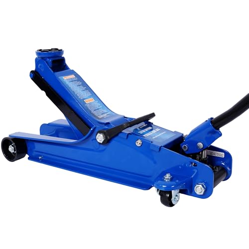2.5 Ton Low Profile, Heavy-Duty Steel Racing Floor Jack with Single Piston Lift Pump, Lifting Range 3.5"-14.50" - color: Blue, size: 2.5T Dual Pump 3.5"-14.50"