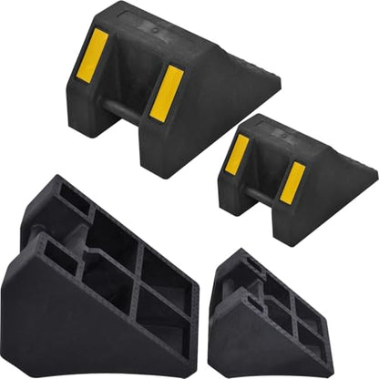 Heavy-Duty Rubber Wheel Chocks, Ergonomic Portable Durable Wheel Chock with Handle, Wheel Wedge, Wheel Stopper for Cars, Motorcycles, Travel Trailers (Large - 4Pack) - size: Large - 4Pack