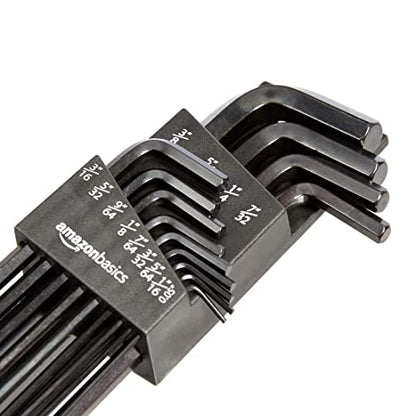 Amazon Basics 22-Piece Long Arm Hex Key Wrench Set - SAE/Metric, Chrome Vanadium Steel with Storage Case - size: 22-Piece