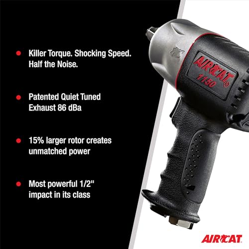 AIRCAT Pneumatic Tools 1150 1/2-Inch Composite Impact Wrench - Compact & Low Weight - Impact Tool for Automotive Repairs & Maintenance