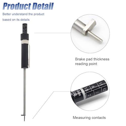 ZIMISI Brake Pad Thickness Gauge Measure Tool, Car Brake Measuring Tool with Scale, Tire Tread Depth Gauge, 1.5mm Thickness Car Brake Pad Detection Pen for Internal External
