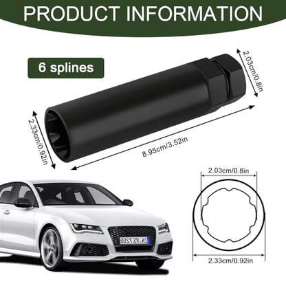 6 Spline Lug Nut Socket, Black Spline Locking Lug Nut Removal Tool, Car Drive Tuner Socket Key, Wheel Lock Removal Kit for 21mm/13/16 Inch and 22mm/7/8 Inch Hex Socket Wrench (Large 6 Spline) - color: Large 6 Spline