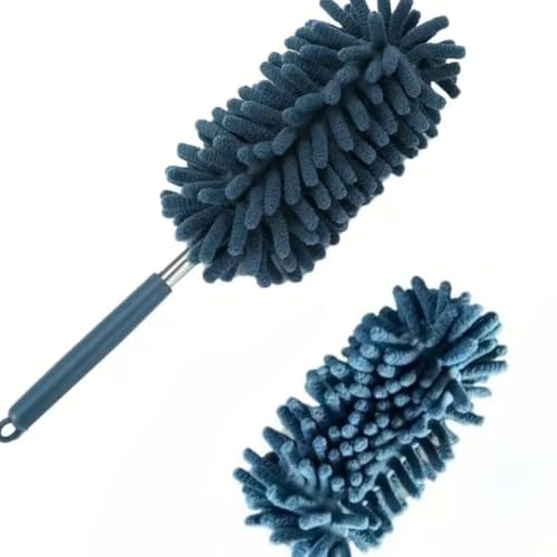 Set of 2 Microfiber Car Dusting Brushes Flexible Adjustable Mini Cleaning Tools Made of Polyester Fiber for Dashboard Vents Blue