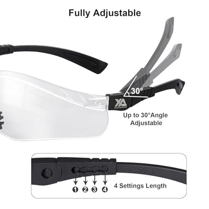 xaegistac Shooting Glasses Anti Fog -Shooting Range Eye Protection | Adjustable Safety Glasses with Z87.1 Certificated Impact Reistance - color: Black Frame Clear Lens