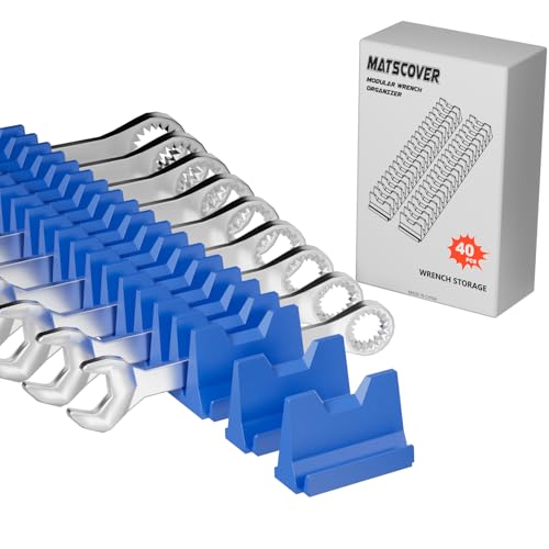 40PCS Modular Wrench Organizer Wrench Holder for Tool Drawer Storage | Wrench Tool Organizers, Wrench Storage Set, with Metric & SAE Label, Wrench Rack Tool, for Professional Mechanics Men, Blue - color: Blue, size: 40 PCS