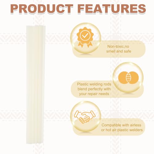 MECCANIXITY 8 Inch Plastic Welding Rods, Double Strand Round Sticks ABS Welding Rods for Plastic Welder Kayak Car Bumper Repair Pack of 10 2.5x5mm, Beige - color: Beige, size: 8 Inch
