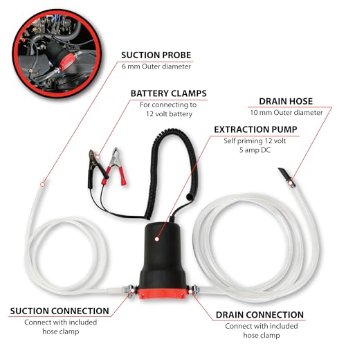 Performance Tool W54170 Oil Change Pump Extractor 12v 80W Oil Extractor Pump Diesel Fluid Transfer Pump, Oil Quick Changer for Car, Boat, Marine, Motorbike, Truck, RV, ATV