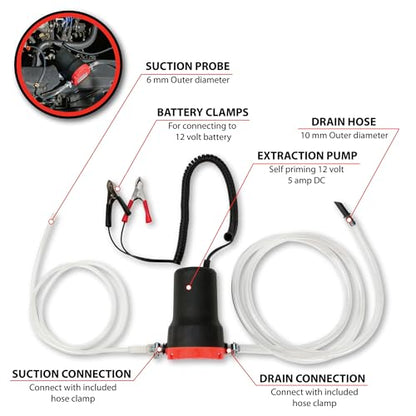 Performance Tool W54170 Oil Change Pump Extractor 12v 80W Oil Extractor Pump Diesel Fluid Transfer Pump, Oil Quick Changer for Car, Boat, Marine, Motorbike, Truck, RV, ATV