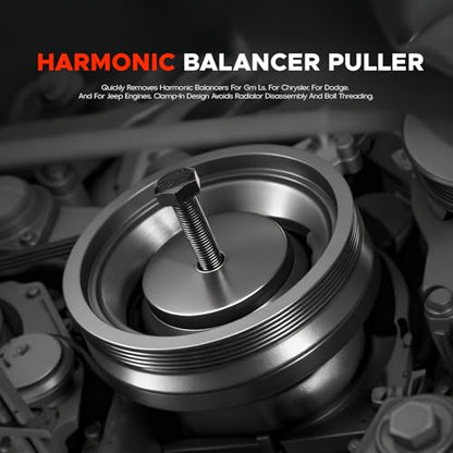 for GM 25264 Harmonic Balancer Puller and 551141 Crank Pulley Install Tool Harmonic Balancer Installation Tool Compatible with GM LS Series Engines 1997-UP