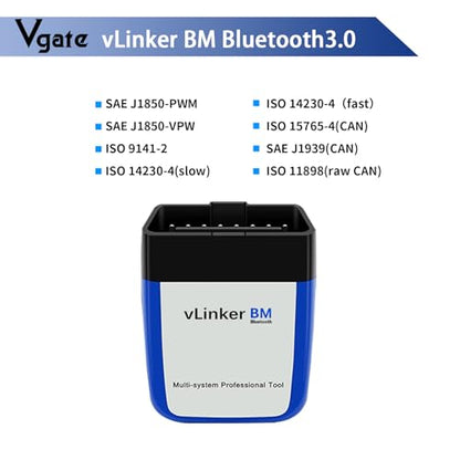 Vgate vLinker BM3.0 Bluetooth OBD2 Scanner Diagnostic Tool for Bimmercode | Code Reader OBD Adapter BMW Android Windows - size: BM3.0-Android & Windows