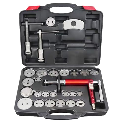 Pneumatic Brake Caliper Compression Tool 28-Piece Heavy Duty Disc Brake Caliper Piston Compressor Rewind Tool Set Wind Back Tool Kit with 23 Adapters for Brake Pad Replacement Reset - size: 28PCS Heavy Duty Caliper Piston Compressor Kit