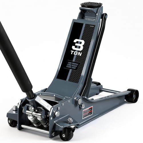 3 Ton Extra Long Reach Floor Jack Hydraulic Low Profile Floor Jack with Dual Piston Quick Lift Pump, Home and Workshop Car Maintenance for Various Vehicles, 3 Ton (6,600 lbs) Capacity, Grey - color: Grey