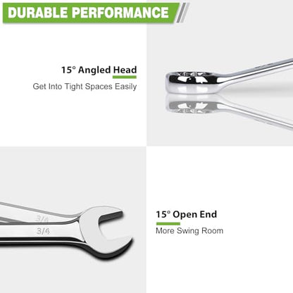 14mm Wrench, Industrial Grade Spanner, Combination Wrenches Metric with 12-Point Box End, 15-Degree Offset, 14mm Wrenches Chrome Vanadium Steel Mirror Polished - size: 14mm