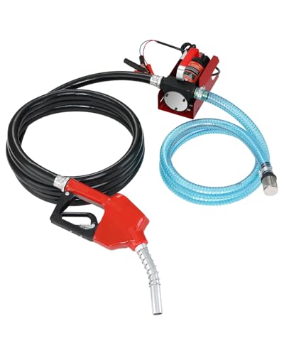 VEVOR Diesel Fuel Transfer Pump Kit, 12V 10 GPM DC with Automatic Shut-off Nozzle and Hose, Portable Electric Self-Priming Fuel Extractor Pump, for Diesel, Kerosene, Machine Oil, and Transformer Oil - size: 12V 10GPM