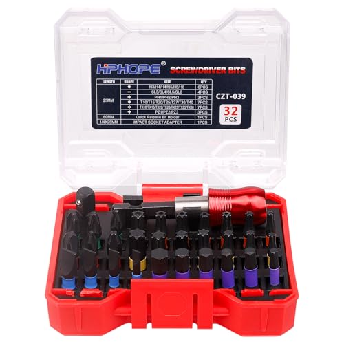 HPHOPE 32 Pieces Professional Magnetic Screwdriver Bit Accessory Set - size: 32 Pieces