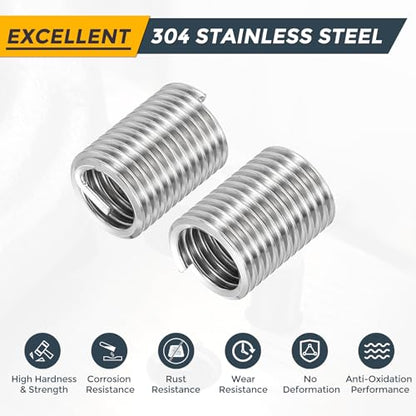 HARFINGTON 20pcs Wire Thread Repair Inserts M10 x 1.5 x 2.5D (25mm) Metric 304H Stainless Steel Helical Coiled Wire Screw Threaded Sleeve Sheath for Automotive Repairs - size: M10 x 1.5 x 2.5D