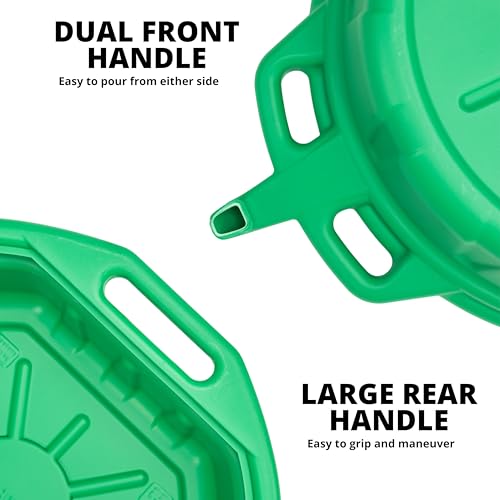 NEIKO 20761A 4 Gallon (16L) Anti-Splash Drain Container with Non-Spill Pour Spout, Heavy-Duty Plastic Drip Catcher for Vehicle Fluid Changes, Antifreeze Green - style: 4 gal/16 L Coolant Drain Pan