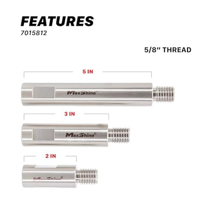 Maxshine Detailing Stainless Steel Rotary Extension Shaft Set, 3Piece 2in, 3in, 5in - size: Extension Set