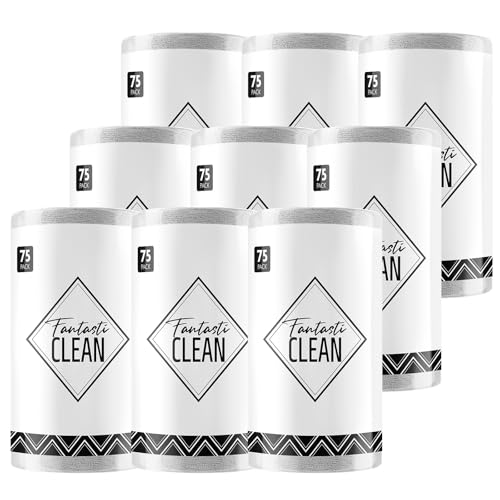Fantasticlean Microfiber Cleaning Cloth Rolls- 675 Sheets (9 Rolls of Grey) | 12'' by 12'', Super Absorbent, Lint-free, Tear-away Microfiber Towel Roll, for All-Purpose Cleaning - color: Grey, size: 675 pack