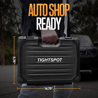 TIGHTSPOT 3/8" Drive 71pc Impact Socket Master Set Inch Metric 1/4"-3/4" 6-19mm CR-V CR-MO Universal Joint Deep Standard Sockets 90-Tooth Ratchet Extensions Heavy Duty Mechanic Tool Kit - size: 3/8" Drive 71pc Impact Socket Set