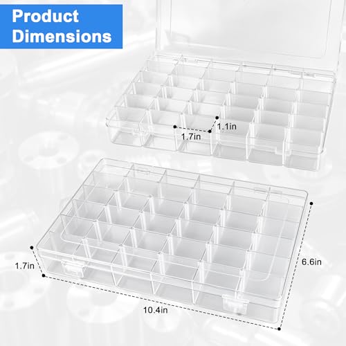 Screw Organizer Box, Organizing and Sorting Small Parts and Tools, 36 Grids Storage Container with Adjustable Dividers for Hardware, Screws, Nuts and Bolts, Beads and Fishing Accessories, Transparent