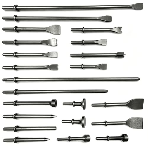22 Pack Air Hammer Bits Attachments,0.401" Shank Chisel & Punch Bit Set,Cr-Mo Alloy Steel Punch (22 Pack Air Hammer Bits Set) - size: 22 Pack Air Hammer Chisel & Punch Bit Assortment