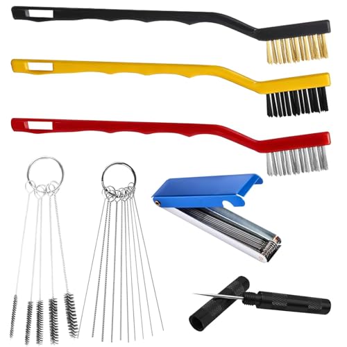7Pcs Carburetor Jet Cleaning Tool, Professional Carb Jet Cleaning Kit & Welding Tip Cleaner with Brushes, Stainless Steel Needles & Hooks for Motorcycle ATV Chainsaw & Welder - color: B-Style-7PCS