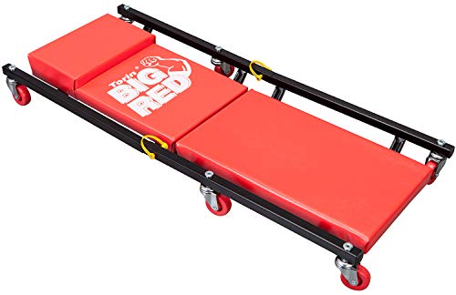BIG RED 2-Piece Rolling Garage/Shop Creeper: 36" Padded Mechanic Cart with Headrest and 6 Casters, Red - style: Rolling Creeper