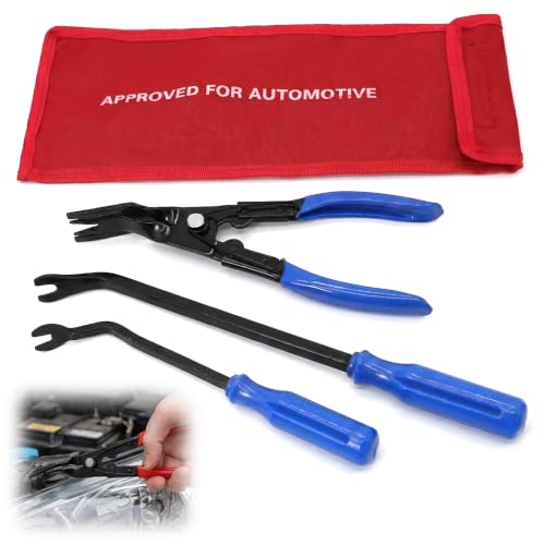 Panel Clip Removal Plier 3Pcs, Trim Removal Tool Kit for Car Door Dashboard Fastener Clip Puller Set (Blue) - color: Blue