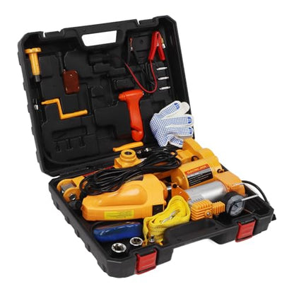 Electric Car Jack Kit 12V Scissor Lift with Impact Wrench & Tire Inflator for SUV Truck Emergency Repairs
