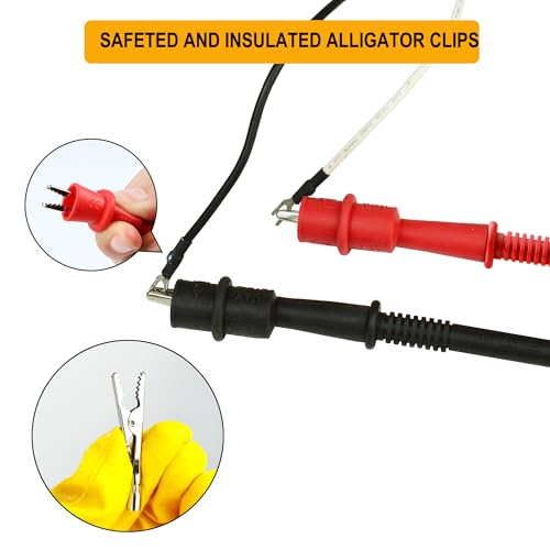 ZIBOO KIT-15 Test Lead Set,Compatible with Fluke Ideal Simpson,Digital Multimeter,Clamp Meter with Threaded Alligator Clips, 4mm Banana Test Lead Probe Clip Suitable Compatible with Klein Tools 69410