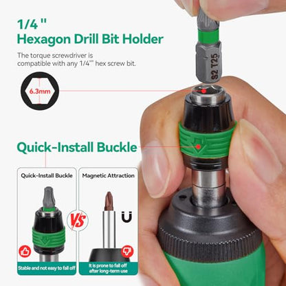 39-Piece Torque Screwdriver Set, 1/4" Hex Quick-Release Head, 10-70 In-lbs Adjustable - Multi-Bit Drive Set, Sockets, Extension Bar - Precision Cycling Tool Kit for Electronic, Bike, Home Repair