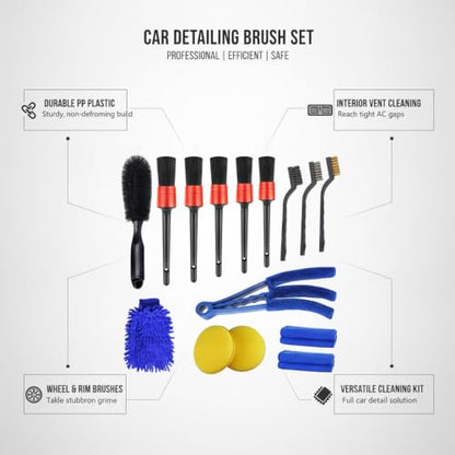 Interior Vents & Wheel Spoke Cleaning Kit, Car Detailing Brush Set with PP Plastic Tools for Dashboard and Exterior Crevices - size: 13.39 x 4.72 x 2.36 in