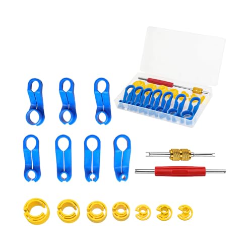 16PCS Car AC Fuel Line Disconnect Removal Tool Set, 1/4 5/16 3/8 1/2 5/8 3/4 7/8 Inch Master Valve Core Remover Kit, AC Transmission Cooler Line Quick Disconnect Set for Auto Repair