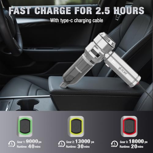 Car Vacuum Portable Cordless 22000PA High Power with Brushless Motor 4-in-1 Compressed Air Duster & Air Blower & Pump Hand Held Vacuum for Car, Home, Office, Ideal Gifts for Men & Women