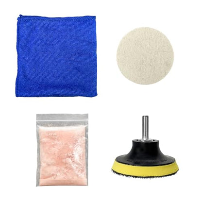 Glass Polishing Kit, Windscreen Glass Scratch Removal Kit with 100g Cerium Oxide Powder, Felt Buffing Pad Wool Polishing Wheel Scratch Repair Kit for Glass Window Windshield (5 PCS) - color: 5 PCS
