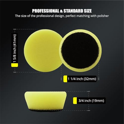 SPTA Yellow T80 Mini High-Cut Foam Polishing Pad Sets, 5Pcs 1.3inch/32mm Sponge Polishing Buffing Pads, Car Foam Detail Polishing Pad Kit for Car Detail Polishing, Small Area Polishing -FPTSS1Y - color: 5Pcs Yellow T80 High-Cut Pad, size: 1.3 Inch (32mm)