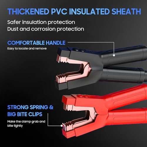Heavy Duty Jumper Cables, 0 Gauge 30 Feet 1000Amp Automotive Booster Cables for 12V & 24V Cars, SUVs and Trucks, Jumper Cables Kit with Carry Bag (0AWG x 30Ft) - size: 0 Gauge 30FT