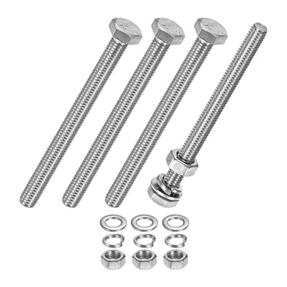 M METERXITY 4-Pack Hex Head Screw Bolt with Nuts Flat & Lock Washers M6x70mm Stainless Steel Bolts and Nuts Kit Fully Threaded Metric Bolt Assortment for Equipment/Machinery - size: M6 x 70mm